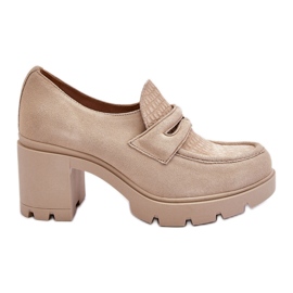 Lemar Arabell Suede Chunky Heel und Plateauschuhe Hellbeige