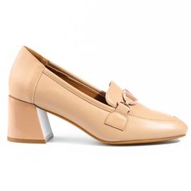 Beige Damenpumps von Vinceza mit hohen Absätzen