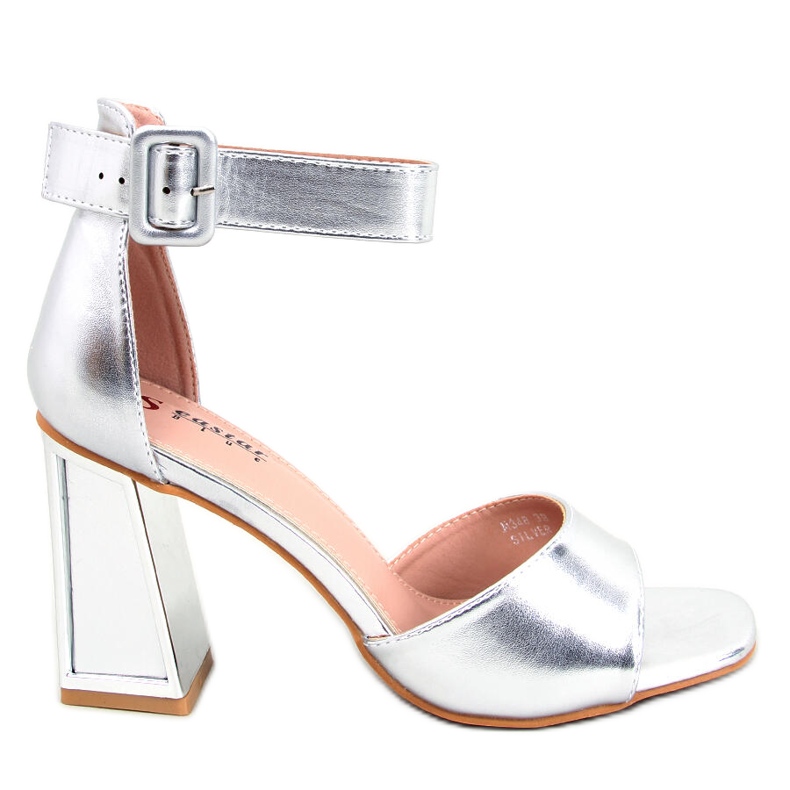 BM Ellen Silberne Sandaletten mit Gürtel silber-