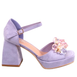 BM Sandalen mit breitem Absatz und Mirella Purple-Steinen lila