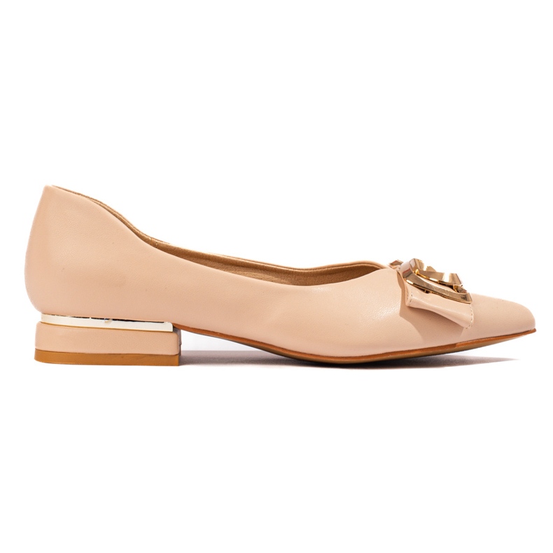 Beige Pumps mit flachem Absatz von Vinceza für Damen