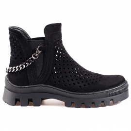 Durchbrochene Damenstiefel Potocki Schwarz