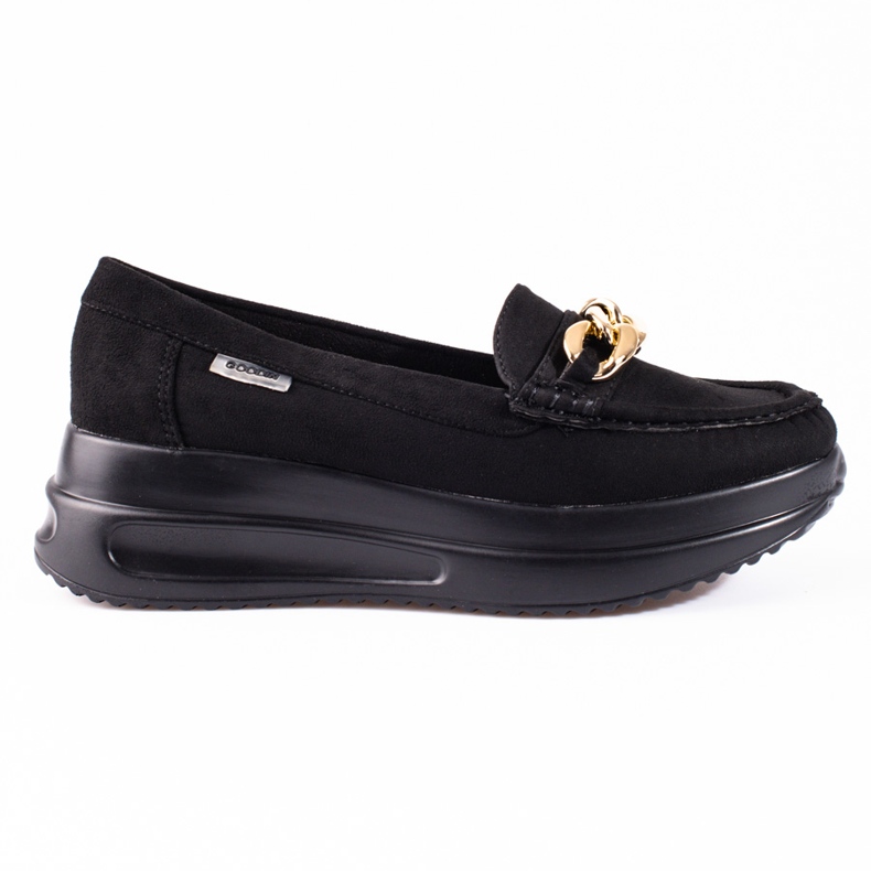 Shelovet Keil-Loafer für Damen mit Kette schwarz