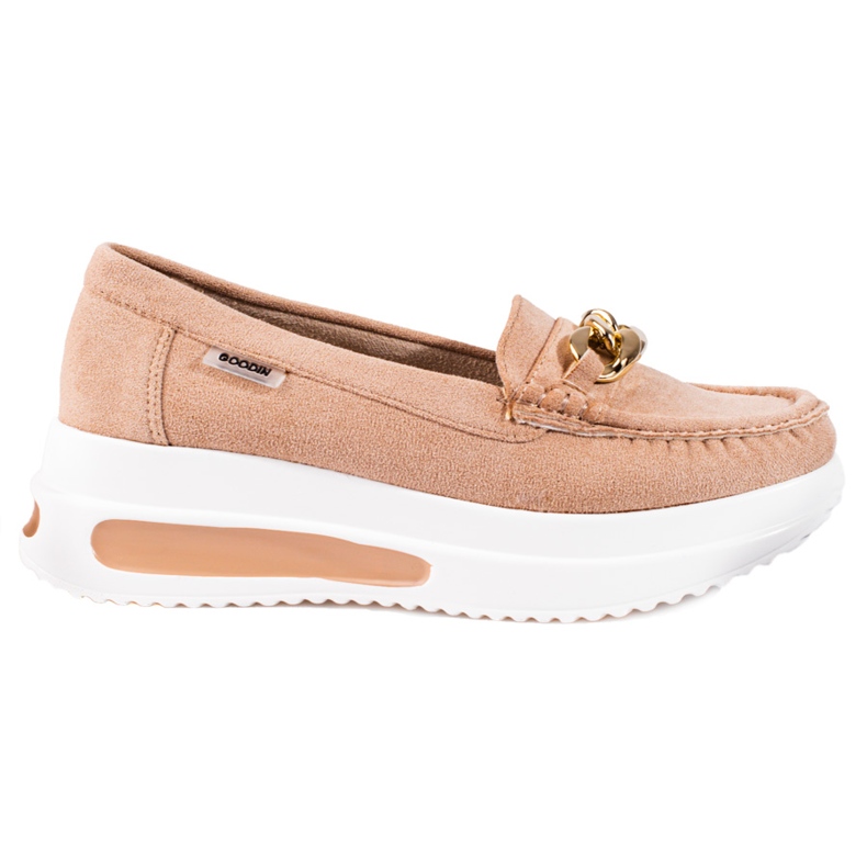 Shelovet Keil-Loafer für Damen mit Kette beige