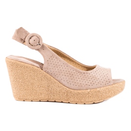 Beige Keilsandalen von Shelovet für Damen