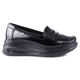 Shelovet Lackleder-Loafer mit dicker Sohle schwarz