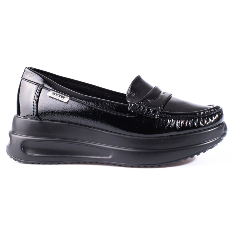 Shelovet Lackleder-Loafer mit dicker Sohle schwarz