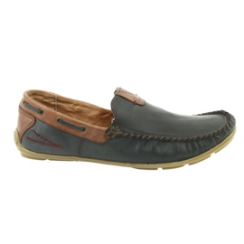 Riko Herren-Lederslipper 781 braun marineblau
