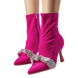 Pinkfarbene Stiefeletten mit Strasssteinen von Caisse rosa