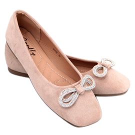 BM Wildlederballerinas mit Schleife von Serna Kaki beige