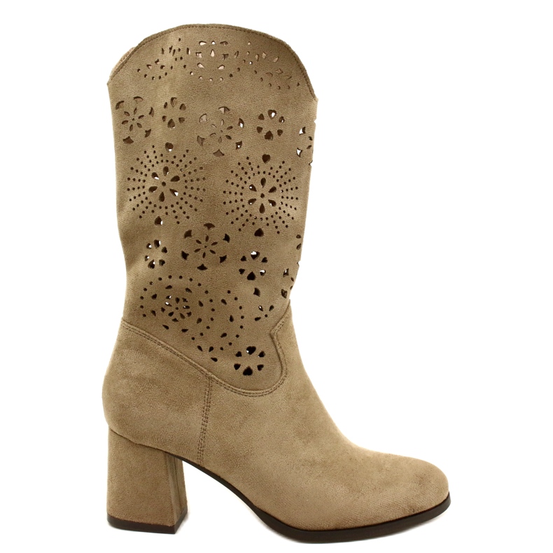 M.Daszyński Openwork Frauen Wildleder Beige Stiefel
