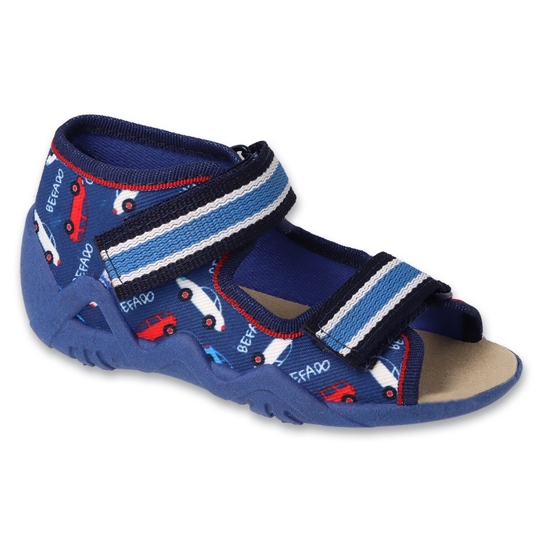 Befado Kindersandalen Ledereinsatz 350p038 Marineblau mit Autos
