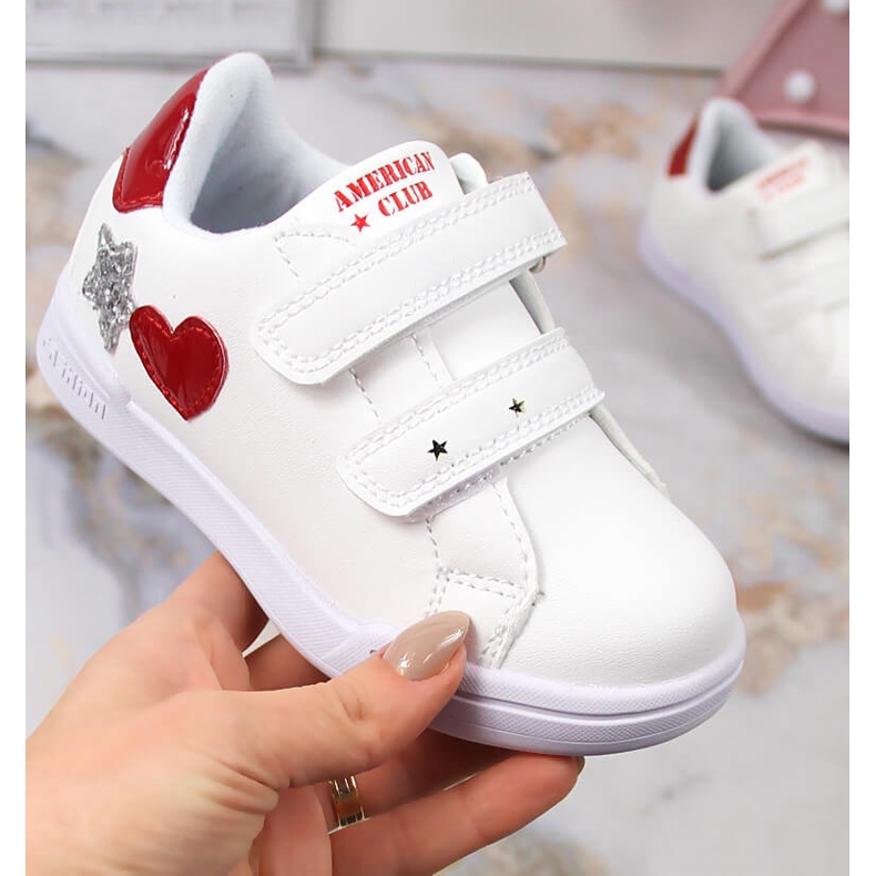 Weißer American Club 125/23 Sportschuh für Mädchen mit Klettverschluss