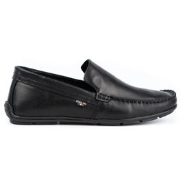 Olivier Herren-Leder-Loafer 085KNT schwarz genarbt