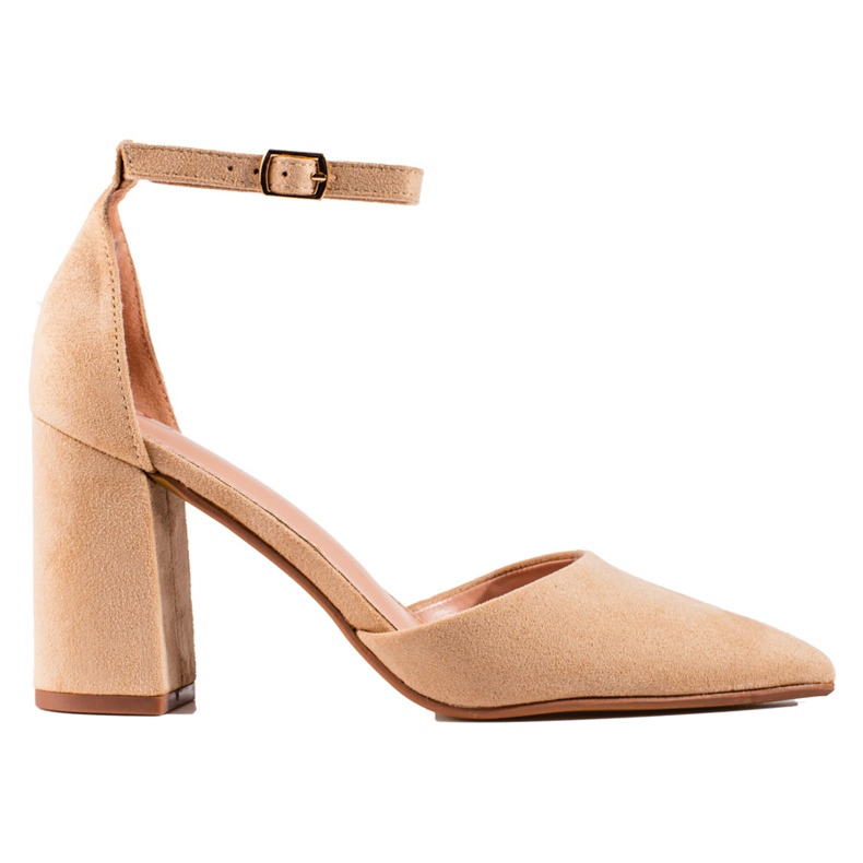 Beige Damenpumps Shelovet aus Wildleder