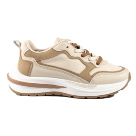 Beige Damen-Sneakers zum Schnüren von Shelovet