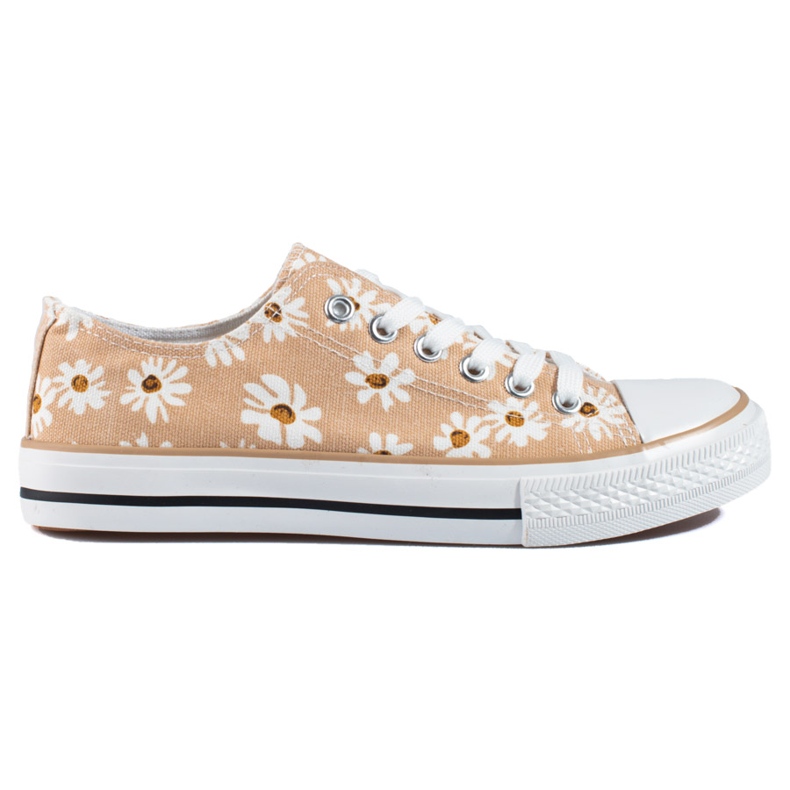 Beige geblümte Turnschuhe Shelovet für Damen
