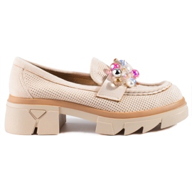 Seastar Damenloafer Shelovet Wildleder mit Kristallen beige