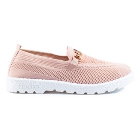 Puderfarbene Textil-Loafer von Shelovet für Damen rosa