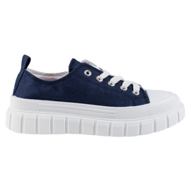 Marineblaue Damenturnschuhe von Shelovet auf der Plattform