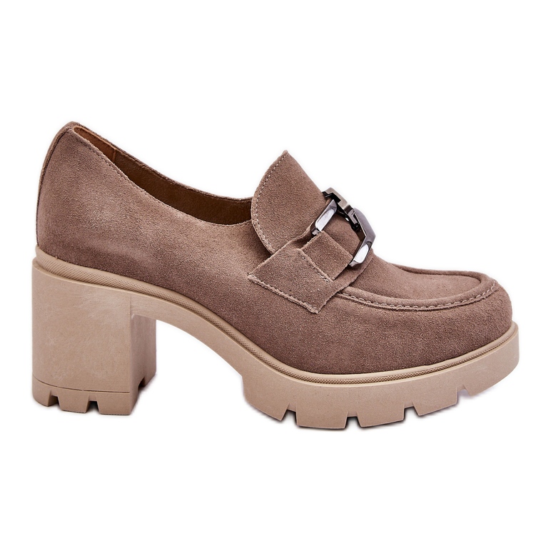 Lemar Elegante Brogues am Absatz mit dunkelsilberbeiger Dekoration Harmell