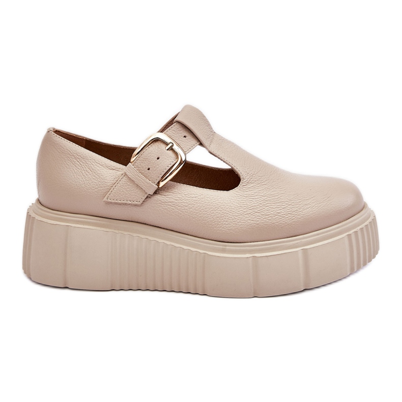 Lemar Modische Lederschuhe auf einem massiven Plateau beige Colson