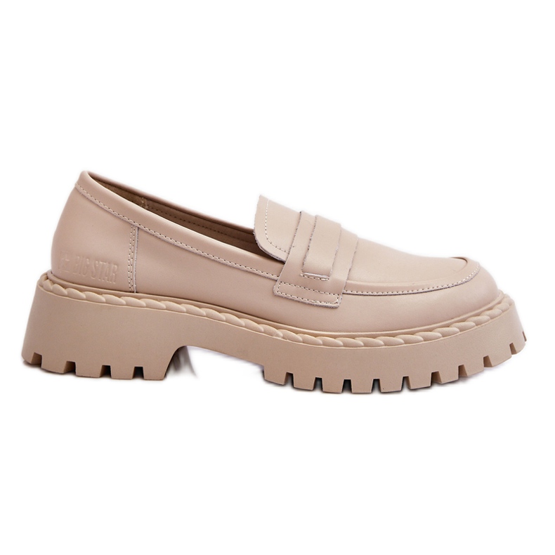 Damen Loafer Lederschuhe Big Star LL274457 Beige