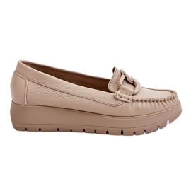 Lemar Plateau-Loafer aus Leder mit Desmond-Verzierungen in Beige