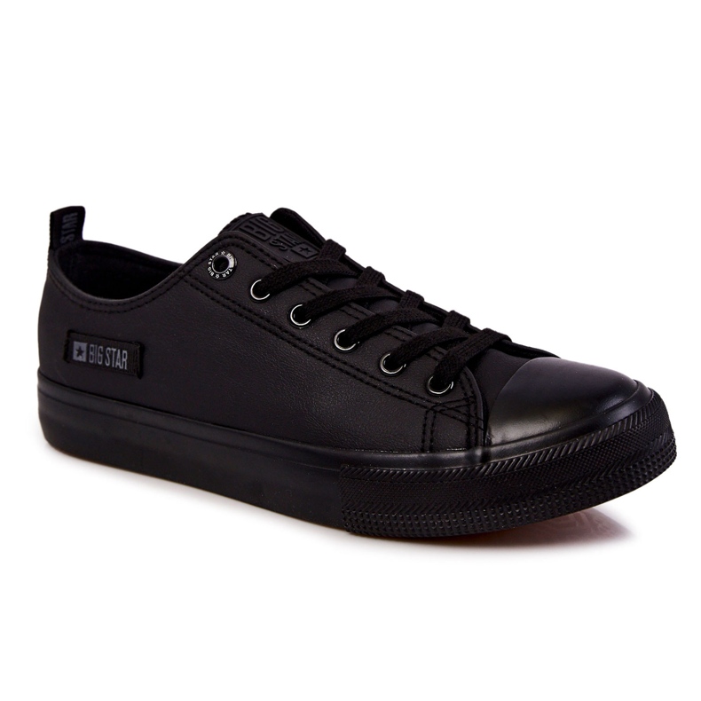 Niedrige Ledersneaker für Herren Big Star KK174009 Schwarz