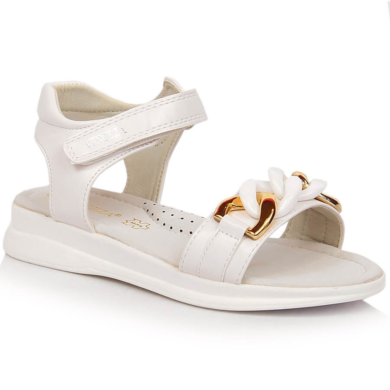 Mädchensandalen mit Klettkette Weiß Vinceza 36127