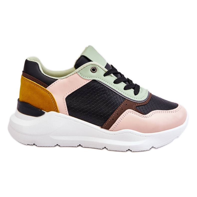 PG1 Damen-Leder-Plateau-Turnschuhe Schwarz und Grün Chaya