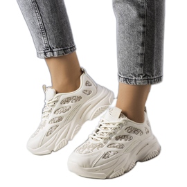 Beige Turnschuhe mit Kara-Print