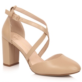 Sergio Leone SK863 Damen High Heels Kaffeesandalen beige