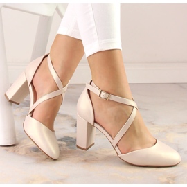 Damen Pumps Sandalen auf High Heels Beige Perle Sergio Leone SK863