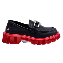 Lederhalbschuhe mit Verzierung GOE LL2N4040 Schwarz-Rot