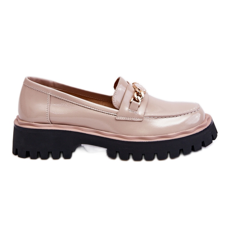 S.Barski Lackierte Plateau-Loafer Beige Ronin