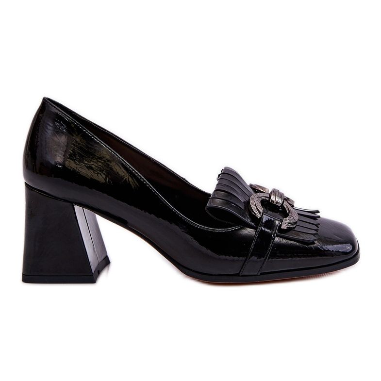 S.Barski Mercy Bequeme Pumps aus schwarzem Lackleder