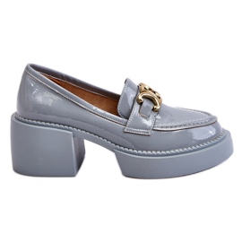 S.Barski Modische Pumps mit klobigen Absätzen Hellblau Imani