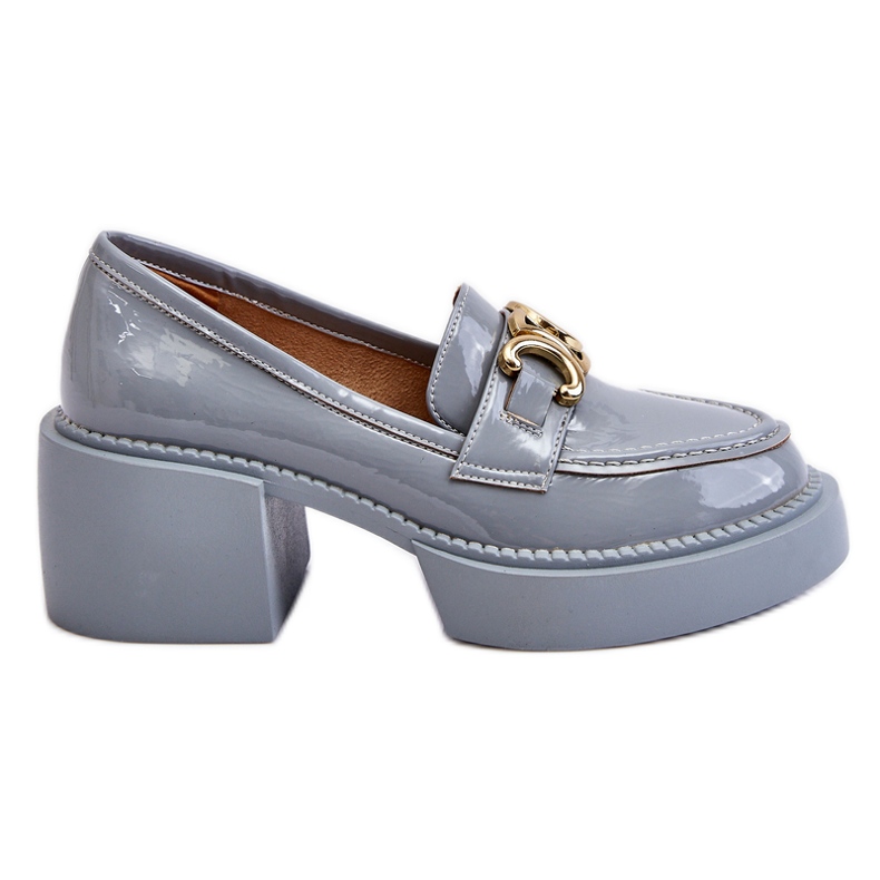 S.Barski Modische Pumps mit klobigen Absätzen Hellblau Imani