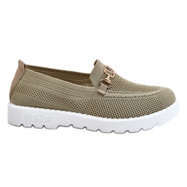 Damen-Sneaker zum Hineinschlüpfen mit Verzierung Grün Alena