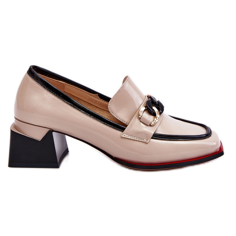 S.Barski Bequeme Pumps mit niedrigem Absatz Beige Valenti schwarz