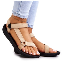 Damen-Sportsandalen aus Wildleder in Beige