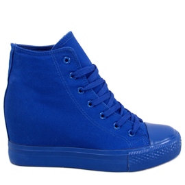 BM Parks Blaue Turnschuhe mit Keilabsatz navy blau