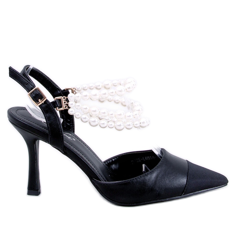 BM Pumps mit offenem Absatz und Harmony Black-Perlen schwarz