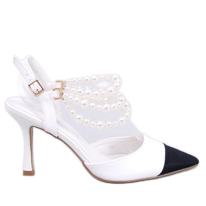 BM Pumps mit offenem Absatz und Perlen in Harmony White weiß