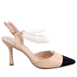 BM Pumps mit offenem Absatz und Perlen in Harmony Beige