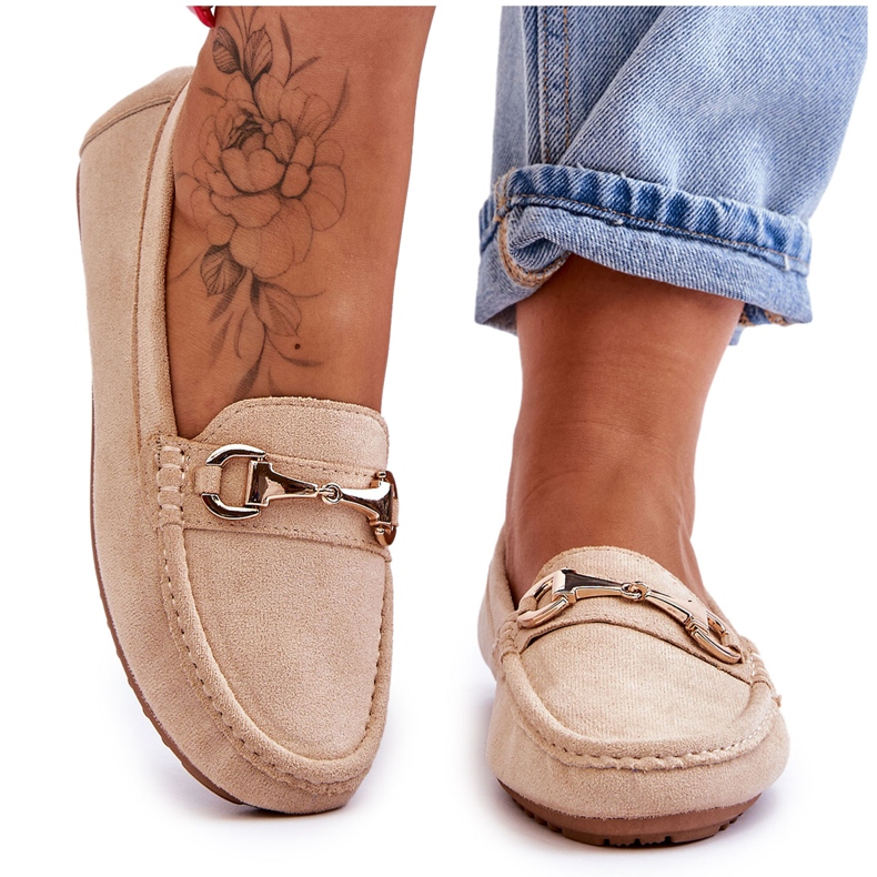 FC3 Klassische Wildleder-Loafer mit beigefarbenen Arla-Verzierungen