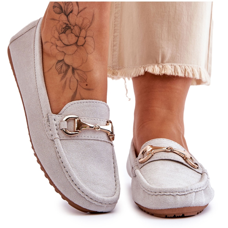 FC3 Klassische Wildleder-Loafer mit grauen Arla-Verzierungen