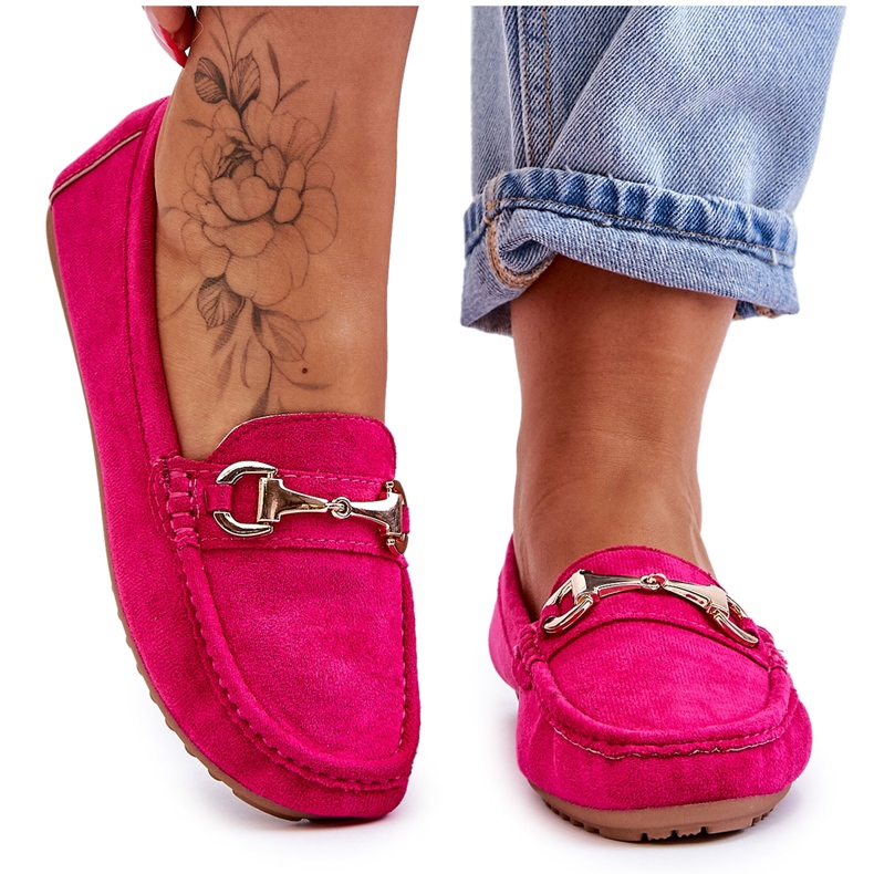FC3 Klassische Wildleder-Loafer mit Fuchsia-Verzierung von Arla rosa