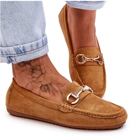 Klassische Wildleder-Loafer mit Camel-Verzierung Arla braun